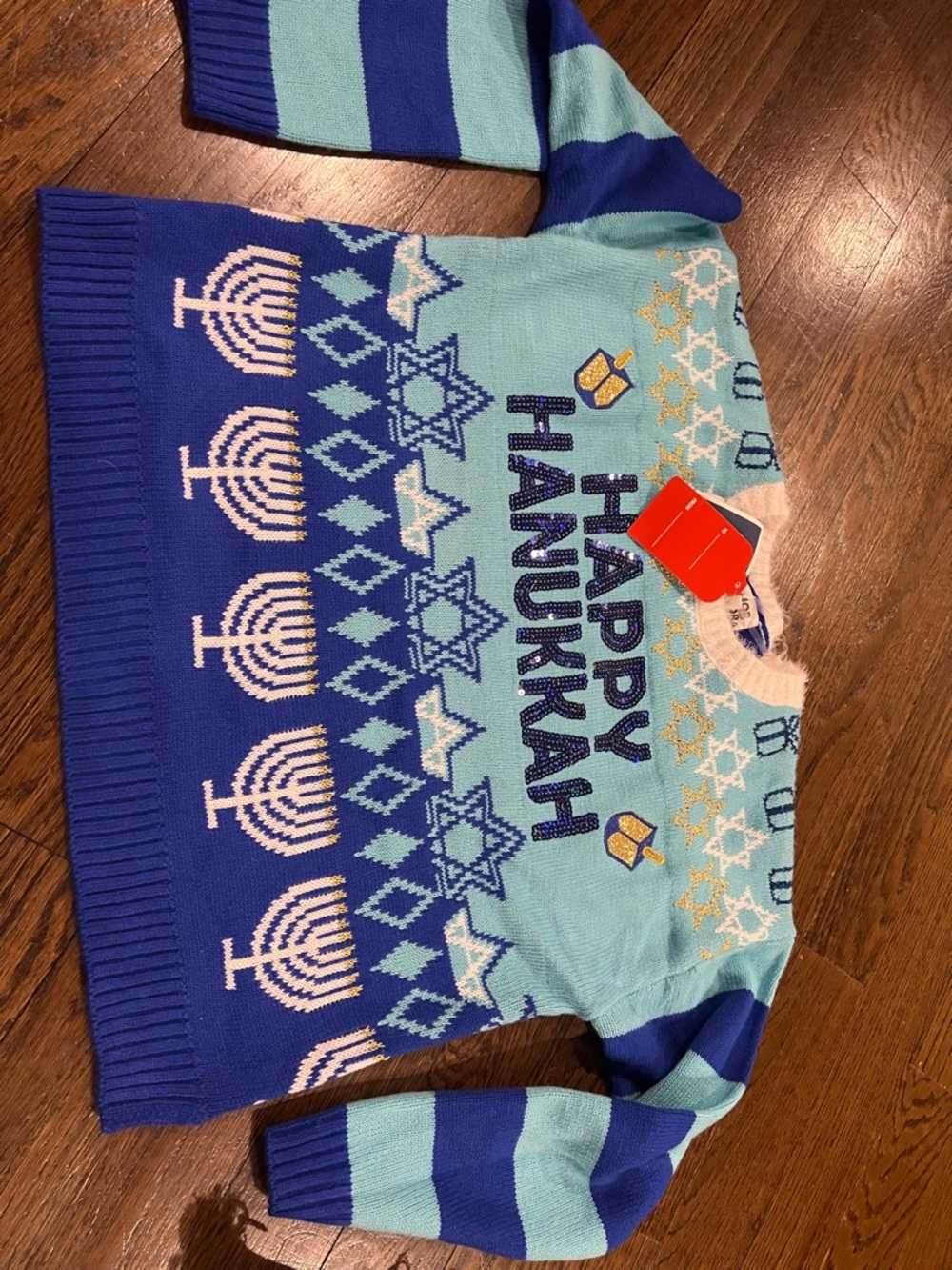 Holiday Happy Hanukkah Crewneck Sweater - Blue & Light Blue